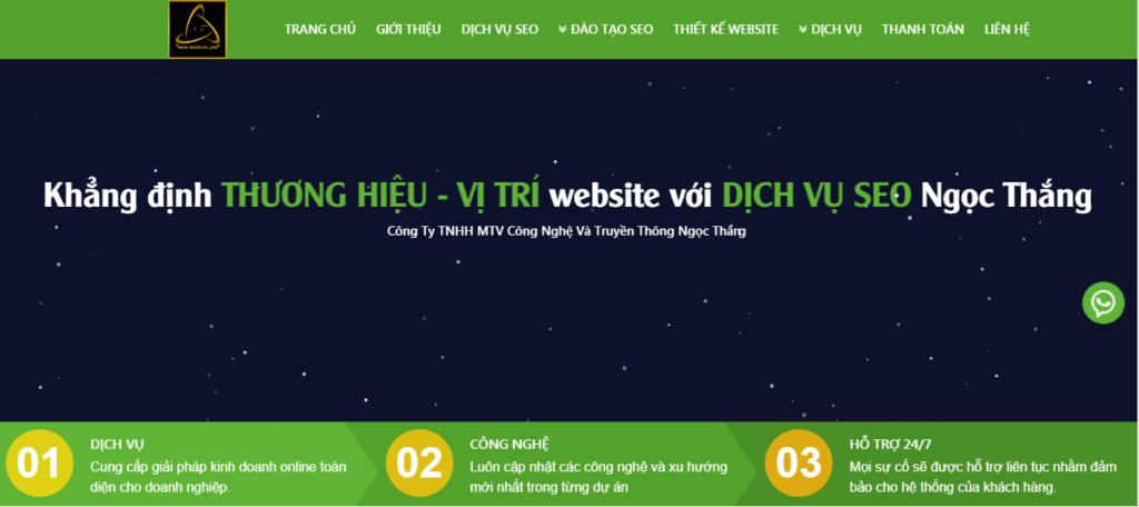 Hình ảnh website dịch vụ Seo chuyên nghiệp Ngọc Thắng